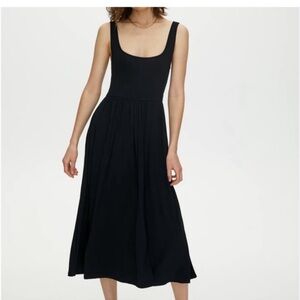 ARITIZIA WILFRED Assonance Sleeveless Midi Dress Black Scoop Neck Womens XXS